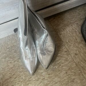 Sigerson Morrison Shiny Silver Ankle Booties